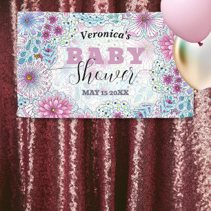 Lona Encantador Baby Shower de flores de pradera bohemi