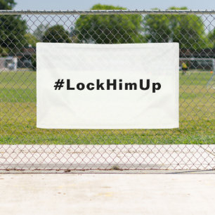 Lona Encierrenlo #LockHimUp texto minimalista blanco ne
