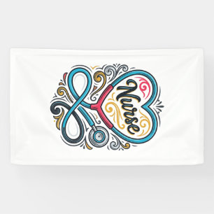 Lona Enfermera Corazón Estetoscopio Diseño de Grabado V