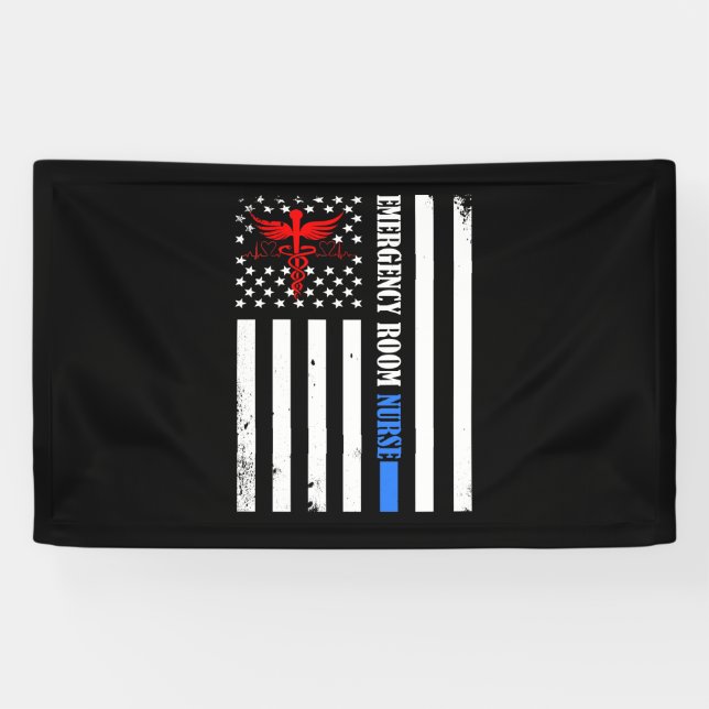 Lona Enfermera de urgencias Bandera de Estados Unidos (Horizontal)