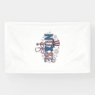 Lona Enfermera Patriótica Grabado Vintage Diseño Vector