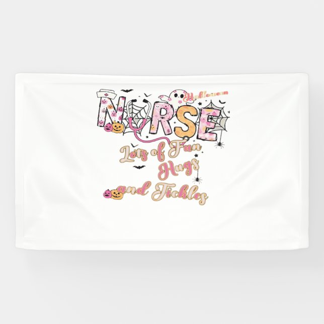Lona Enfermera pediátrica Diversión Halloween Diseño Es (Horizontal)