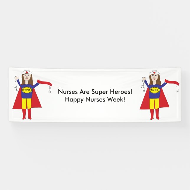 Lona Enfermeras Super Heroes (Brunette) Personalizan (Horizontal)
