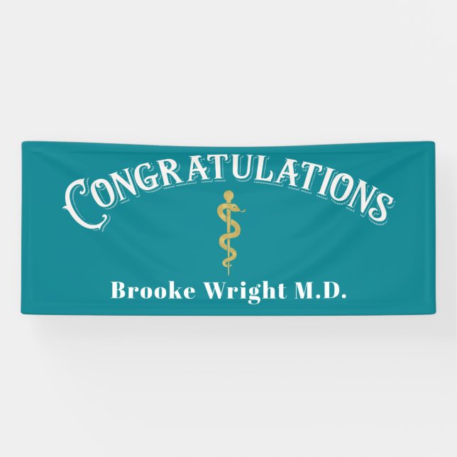 Lona Enhorabuena Banner Médica Graduate Blue MD (Horizontal)