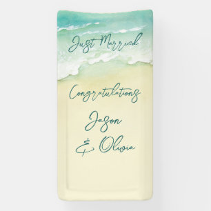 Lona Enhorabuena de cruceros Tropical Beach Wedding