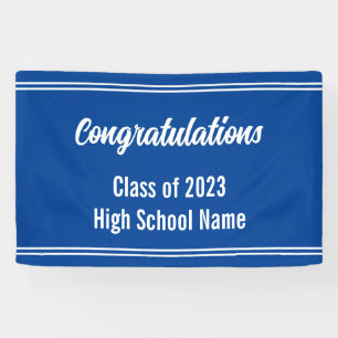 Lona Enhorabuena Escuela Secundaria Deep Blue and White