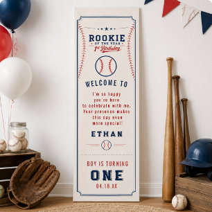Lona Entrada de Novato del Año de Béisbol Cumpleaños 1