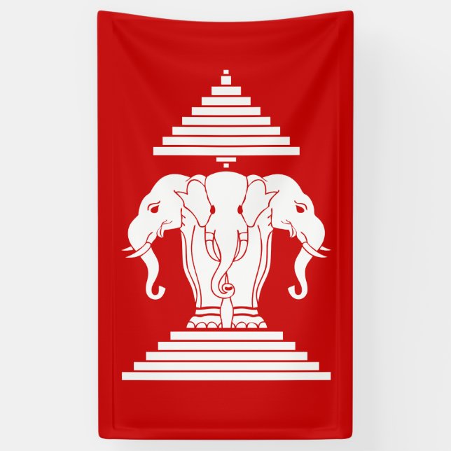 Lona Erawan tres dirigió Lao del elefante/la bandera de (Vertical)