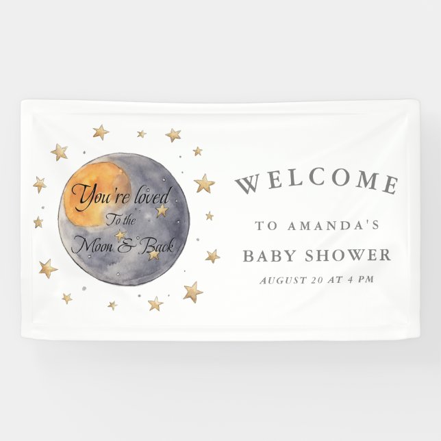 Lona Eres amado por el Baby Shower de To the Moon Stars (Horizontal)