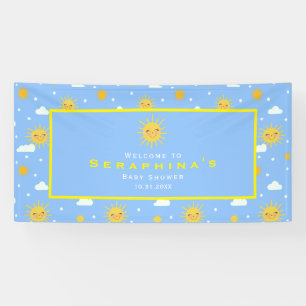 Lona Eres mi Baby Shower azul y amarillo Sunshine