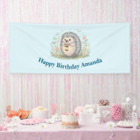 Erizo Adorable con Cumpleaños de Linterna