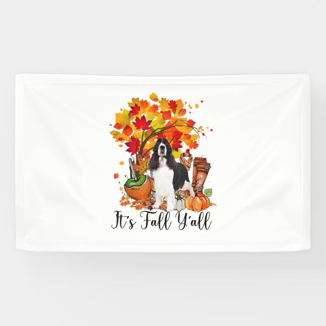 Lona Es Fall Y'all Springer Spaniel Dog Halloween Tha (Horizontal)