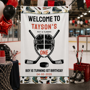 Lona Es hora del partido de hockey, cumpleaños número 1