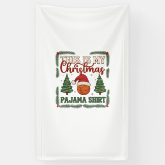 Lona Es Navideño Pijama Baloncesto Santa Sombrero Árbol