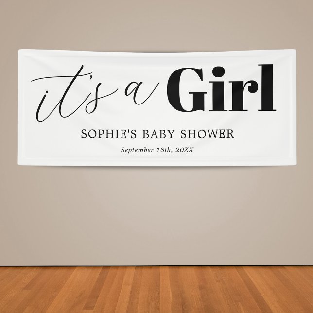 Lona Es un Baby Shower blanco negro Chica (Subido por el creador)