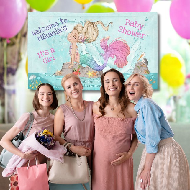 Lona Es un Baby Shower de sirena Verde azulada rubia y  (Subido por el creador)