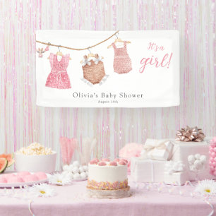 Lona Es un Baby Shower rosado Chica