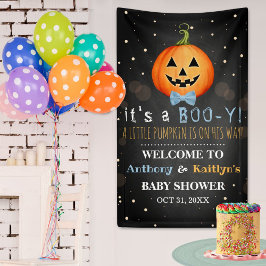Lona ¡Es un Boo-y! Pequeña Baby Shower de Halloween de 