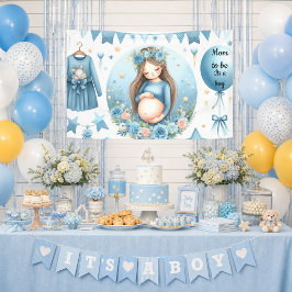 Lona Es un cartel de baby shower de niño azul