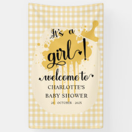 Lona Es un Chica  Pastel Naranja Gingham Baby Shower