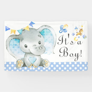 Lona ¡Es un chico! Color de agua del elefante Baby Sho