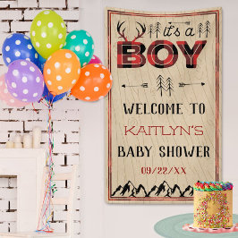 Lona ¡Es un chico! Rustic Plaid Lumberjack Baby Shower