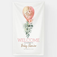 Es una bienvenida Chica a Baby Shower con globo ro