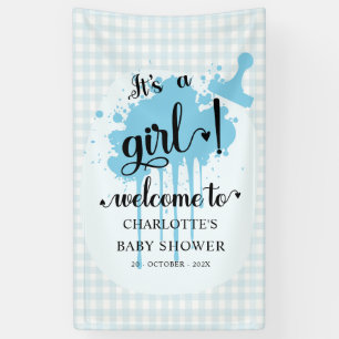 Lona Es una niña Cumpleaños Pastel Azul Gingham Baby Sh