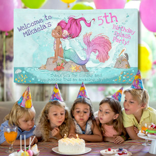 Lona Es una sirena rosada Chica de piel oscura Baby Sho