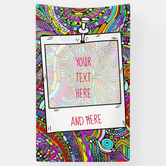 Lona Esbozo de arte de fantasía - Flores abstractas 1 (Vertical)