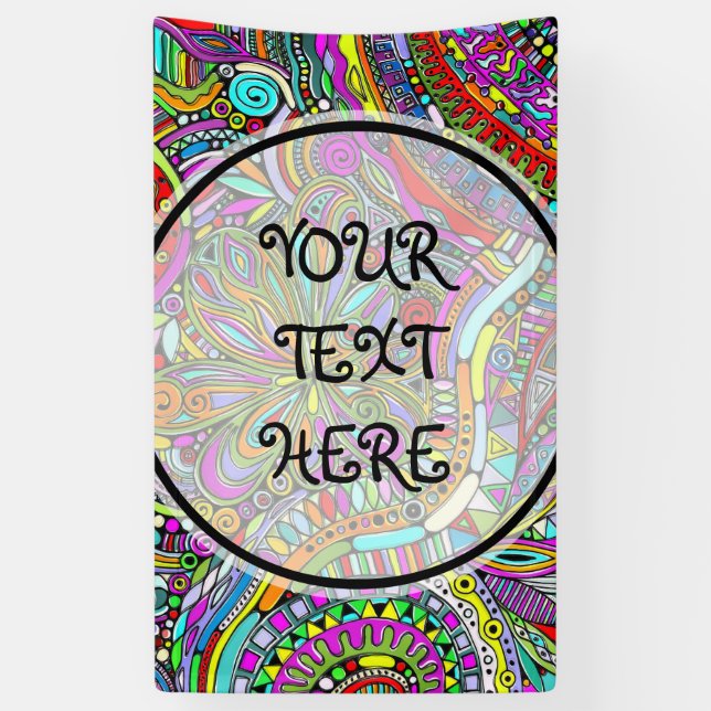 Lona Esbozo de arte de fantasía - Flores abstractas 1 (Vertical)