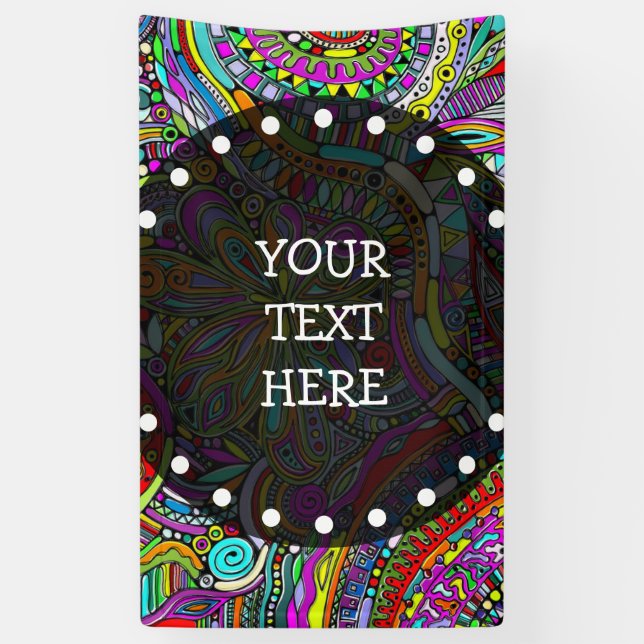 Lona Esbozo de arte de fantasía - Flores abstractas 1 (Vertical)