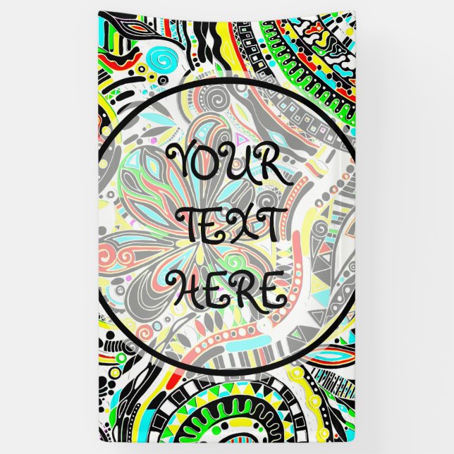 Lona Esbozo de arte de fantasía - Flores abstractas 3 (Vertical)