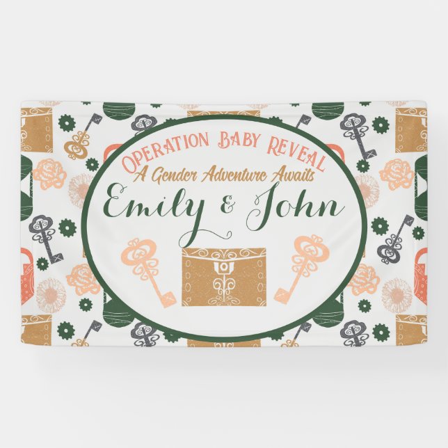 Lona Escape Room Gender Revelar Baby Shower (Horizontal)