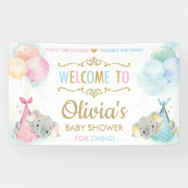Lona Escasez de elefantes gemelos Chica Baby Shower fon