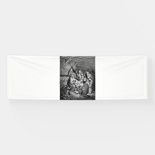 Lona Escena de la Natividad de Navidades ilustrados (Horizontal)