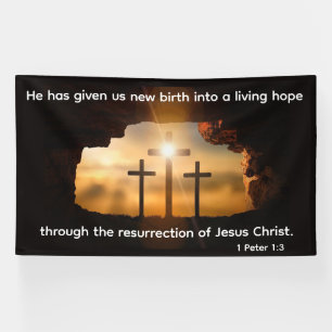 Lona Escena de la Resurrección de Pascua con tres cruce