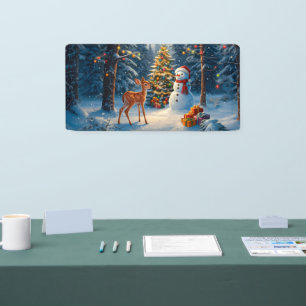 Lona Escena del árbol de Navidad Ciervo cervatillo muñe