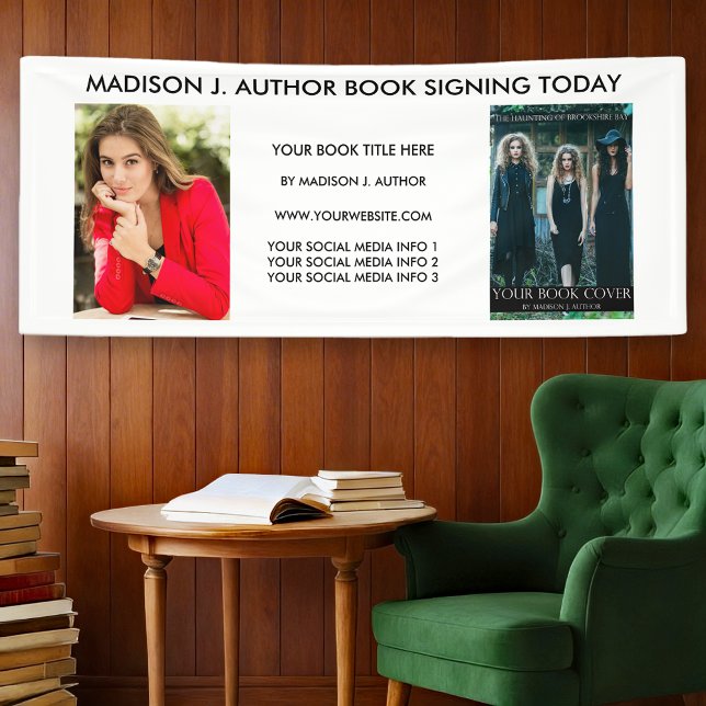 Lona Escritor de la foto del libro de la autora blanco  (Customize to change text size, text style or background color.)