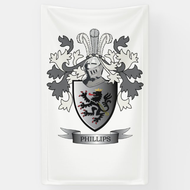 Lona Escudo de armas del escudo de la familia Phillips (Vertical)