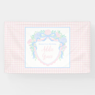 Lona Escudo Preppy Watercolor Banner de vinilo de cumpl
