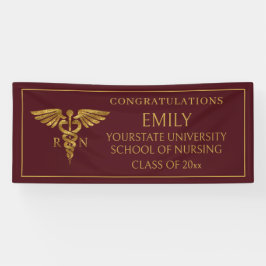 Lona Escuela de Enfermería Moderna Burgundy Oro Graduac