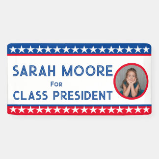 Lona Escuela electoral de fotos en azul y rojo