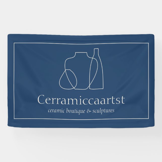 Lona Escultura de la base azul beige marina cerámica (Horizontal)