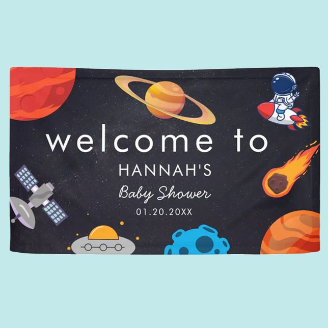 Lona Espacio Tema Bienvenida Cute Custome Baby Shower (Subido por el creador)