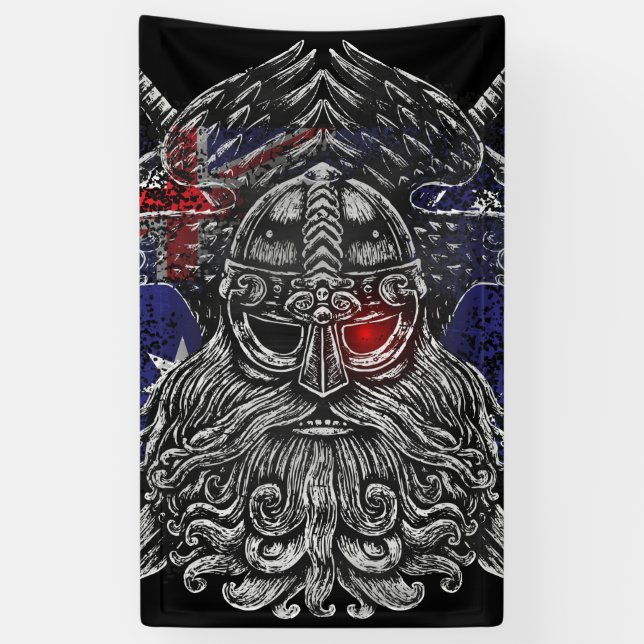 Lona Espadas de Odin ravens Bandera de Viking Mythology (Vertical)