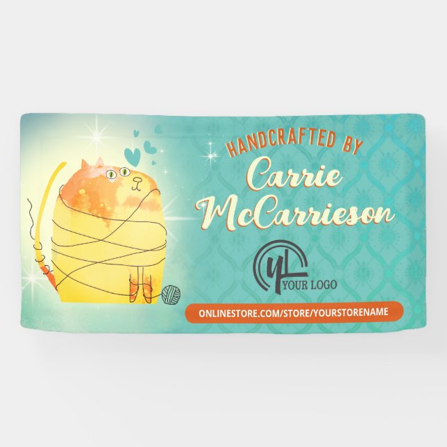 Lona Espectáculo de crochet de gatos de yarn tejiendo c (Horizontal)