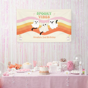 Lona Espeluznantes Vibes Retro Halloween Fantasma Cumpl