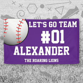 Lona Espíritu del equipo de béisbol blanco púrpura