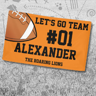 Lona Espíritu del equipo de fútbol negro naranja